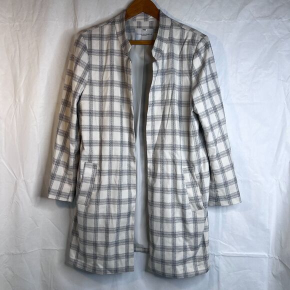 Carolina Belle Longline Open Front Boyfriend Plaid Blazer Lined Size XL Office - Picture 10 of 12